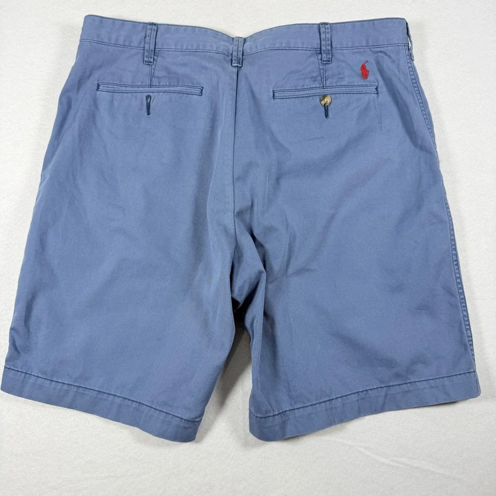Polo Ralph Lauren Relaxed Fit Shorts Mens 38 Blue Chino Cotton Red Pony Logo